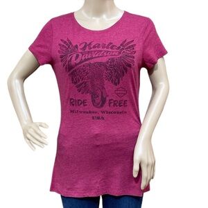 HARLEY-DAVIDSON Red-violet Short Sleeve Women’s Tee Shirt Size Medium